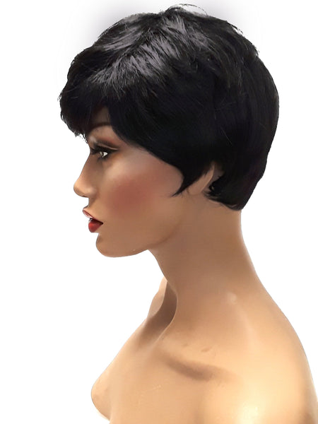 Pixie Cut Black Brown Synthetic Wigs for Women, Hair Accessories Black Women Natural Look Wigs, Heat Resistant Wig With Bangs for Everday