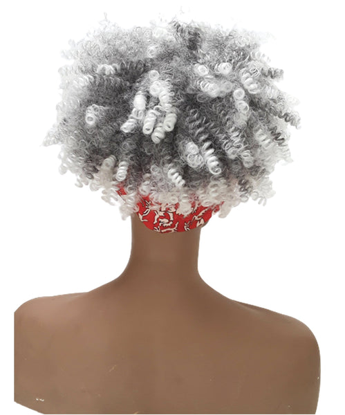 Headband afro wig Adjustable band Red Headwrap with Casual soft Light Salt Pepper Afro Synthetic wig Daily wear Realistic Wig