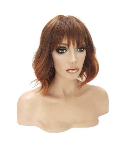 Brown Synthetic Wavy Curly Bob Wig with skin top, Short Natural Look Realistic Brown Wig, Beauty Luxury Wigs for Everyday Hair Accessories