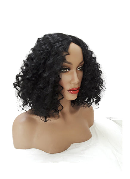 Black Synthetic Wavy Curly Bob Wig with skin top, Short Natural Look Realistic Black Wig, Beauty Luxury Wigs for Everyday Hair Accessories