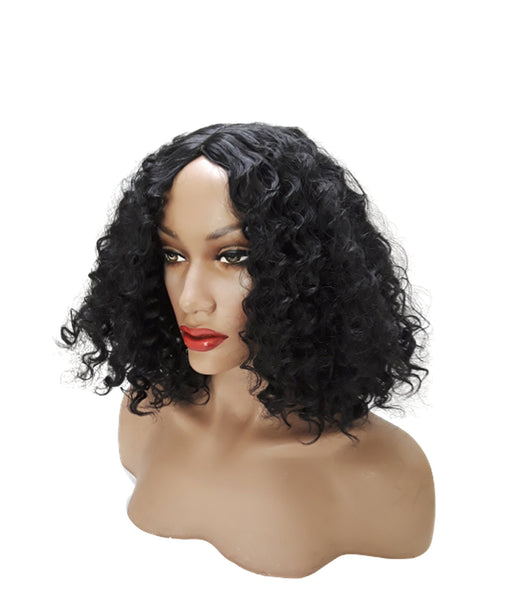 Black Synthetic Wavy Curly Bob Wig with skin top, Short Natural Look Realistic Black Wig, Beauty Luxury Wigs for Everyday Hair Accessories