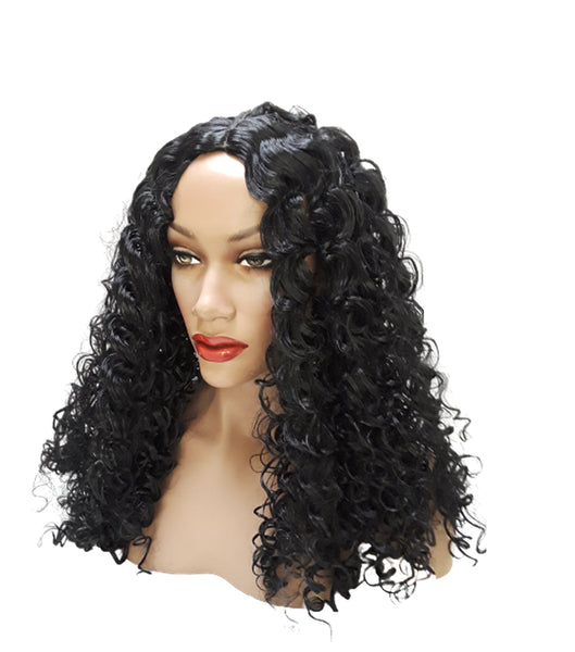 Black Synthetic Wavy Curly Curl  Wig with skin top,  Wet Natural Look Realistic Black Wig, Beauty Luxury Wigs for Everyday Hair Accessories