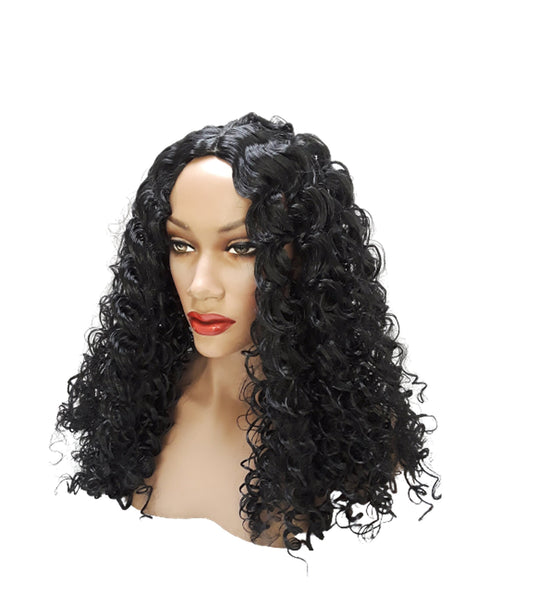 Black Synthetic Wavy Curly Curl  Wig with skin top,  Wet Natural Look Realistic Black Wig, Beauty Luxury Wigs for Everyday Hair Accessories