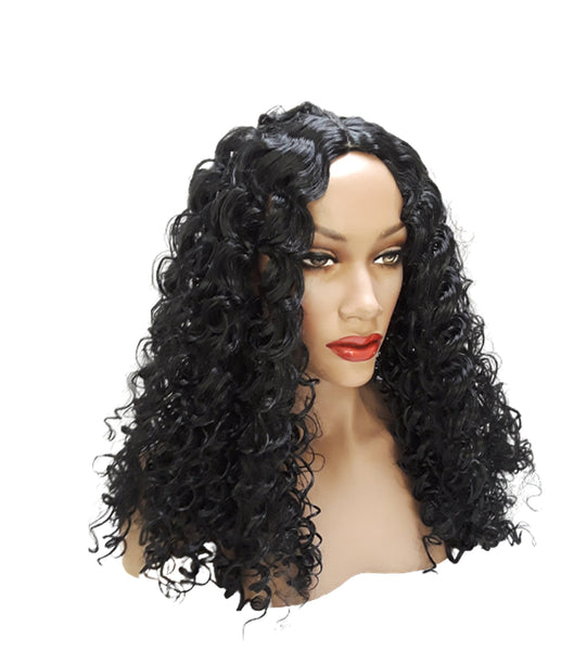 Black Synthetic Wavy Curly Curl  Wig with skin top,  Wet Natural Look Realistic Black Wig, Beauty Luxury Wigs for Everyday Hair Accessories