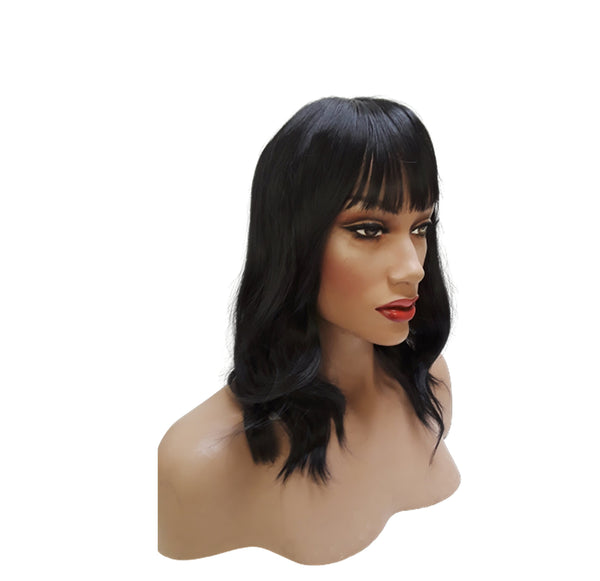 Black Synthetic Wavy Curly Bob Wig  skin top, Short Natural Look Realistic Black Wig, Beauty Luxury Wigs for Everyday Hair Accessories