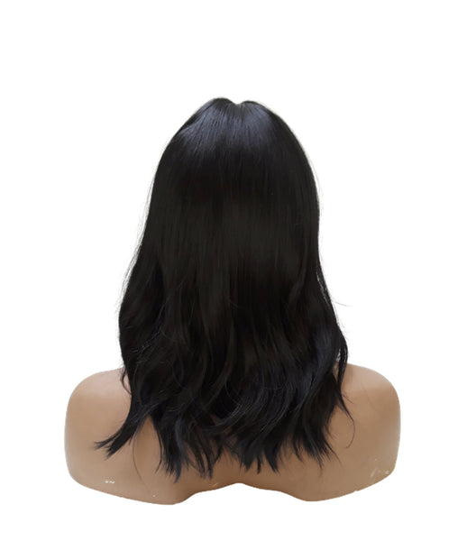 Black Synthetic Wavy Curly Bob Wig  skin top, Short Natural Look Realistic Black Wig, Beauty Luxury Wigs for Everyday Hair Accessories