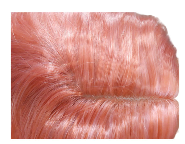 Pink Wavy Wigs for Women Long Curly Rose Gold Middle Part Orange Pink Synthetic Wig for Cosplay Daily Holiday Gift