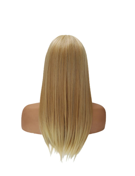 Headband Long Straight Blonde wig Adjustable band black Head Wrap with Casual soft Long Synthetic wig. Daily wear Realistic Natural look Wig