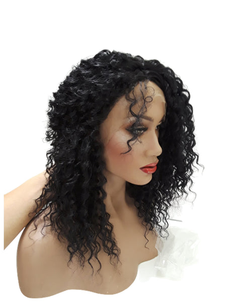 Curly Hair Lace Front Wigs Glueless Wave Synthetic Wigs Heat Resistant Short Bob Wigs Natural Hairline With Baby Hair 14inch