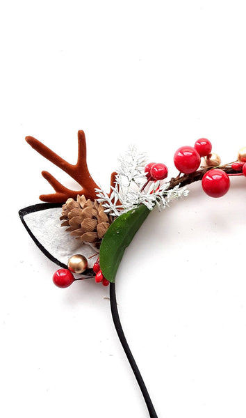 Christmas Reindeer Antlers Women Headband - Deer Xmas Hairband Antlers Hair Piece with Ears for Ladies and Girls Christmas Headwear.