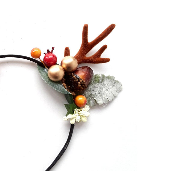 Christmas Reindeer Antlers Women Headband - Deer Xmas Hairband Antlers Hair Piece with Ears for Ladies and Girls Christmas Headwear.