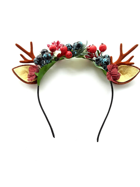 Christmas Reindeer Antlers Women Headband - Deer Xmas Hairband Antlers Hair Piece with Ears for Ladies and Girls Christmas Headwear.