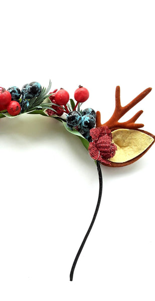 Christmas Reindeer Antlers Women Headband - Deer Xmas Hairband Antlers Hair Piece with Ears for Ladies and Girls Christmas Headwear.