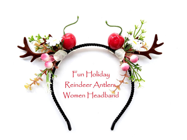 Christmas Reindeer Antlers Women Headband - Deer Xmas Hairband Antlers Hair Piece for Ladies and Girls Christmas Headwear.