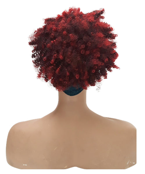 Headband afro wig Adjustable band Blue Headwrap with Casual soft Red Afro Synthetic wig. Daily wear Realistic Natural look Wig