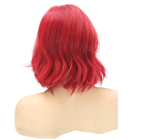 Red Synthetic Wavy Curly Bob Wig with skin top, Short Natural Look Realistic Red Wig, Beauty Luxury Wigs for Everyday or party wig