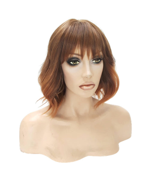 Brown Synthetic Wavy Curly Bob Wig with skin top, Short Natural Look Realistic Brown Wig, Beauty Luxury Wigs for Everyday Hair Accessories