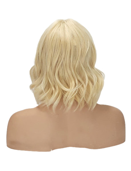 Blond Synthetic Wavy Curly Bob Wig with skin top, Short Natural Look Realistic Brown Wig, Beauty Luxury Wigs for Everyday Hair Accessories