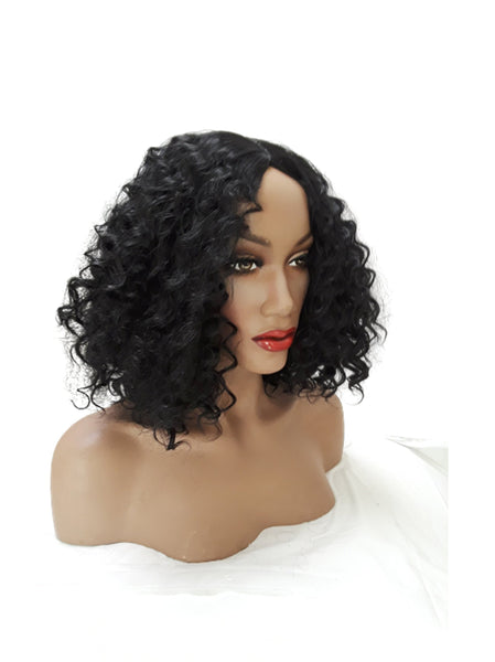 Black Synthetic Wavy Curly Bob Wig with skin top, Short Natural Look Realistic Black Wig, Beauty Luxury Wigs for Everyday Hair Accessories