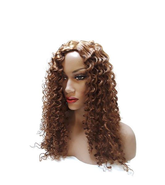 Synthetic Wavy Curly Wig with skin top, Long Natural Wet Look Realistic Auburn Brown Wig, Beauty Luxury Wigs for Everyday Hair Accessories