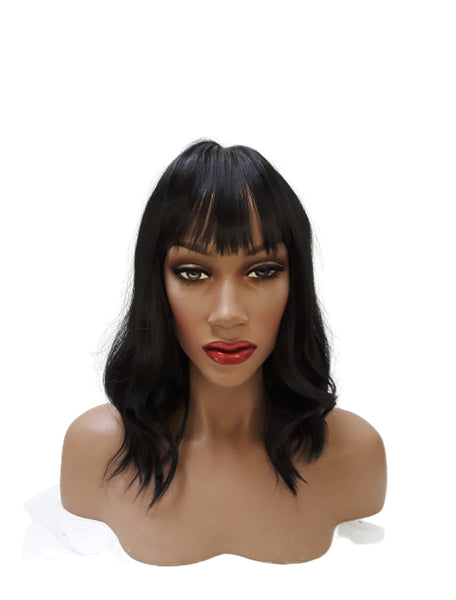 Black Synthetic Wavy Curly Bob Wig  skin top, Short Natural Look Realistic Black Wig, Beauty Luxury Wigs for Everyday Hair Accessories