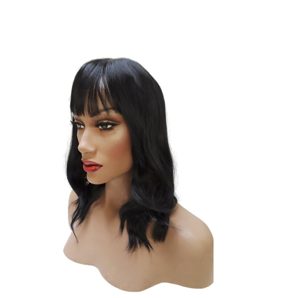 Black Synthetic Wavy Curly Bob Wig  skin top, Short Natural Look Realistic Black Wig, Beauty Luxury Wigs for Everyday Hair Accessories