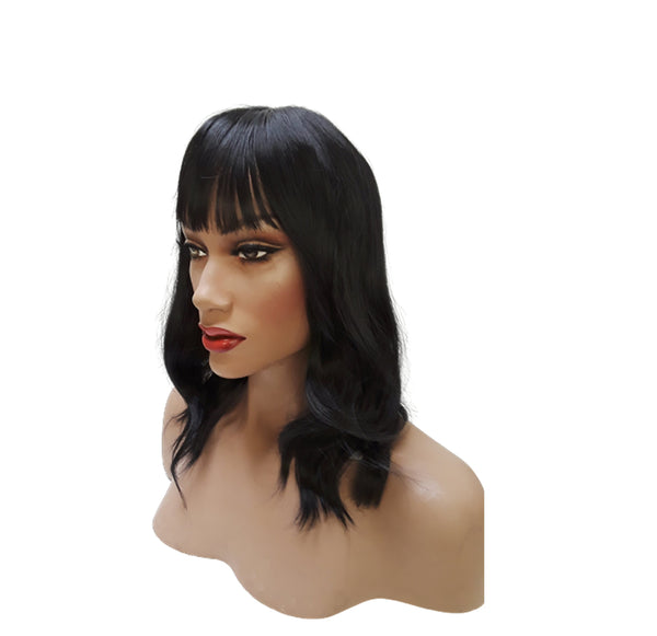 Black Synthetic Wavy Curly Bob Wig  skin top, Short Natural Look Realistic Black Wig, Beauty Luxury Wigs for Everyday Hair Accessories