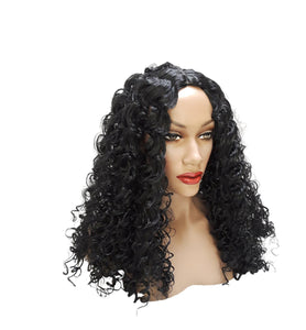 Black Synthetic Wavy Curly Curl  Wig with skin top,  Wet Natural Look Realistic Black Wig, Beauty Luxury Wigs for Everyday Hair Accessories