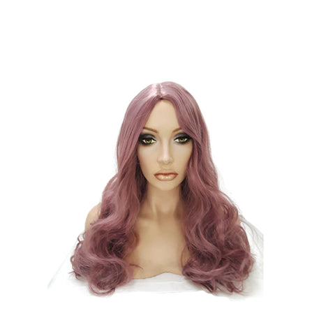 Purple Wavy Wigs for Women Long Curly Middle Part Pink Synthetic Wig for Cosplay Daily Holiday Gift