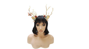 Christmas Reindeer Antlers Women Headband - Deer Xmas Hairband Antlers Hair Piece with LED Lights for Ladies and Girls Christmas Headwear