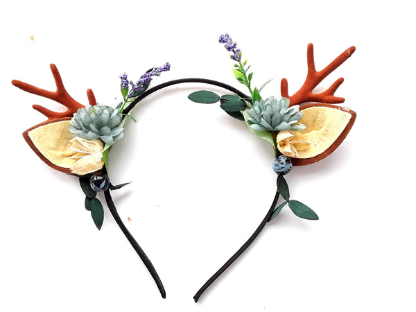 Christmas Reindeer Antlers Women Headband - Deer Xmas Hairband Antlers Hair Piece with Ears for Ladies and Girls Christmas Headwear.