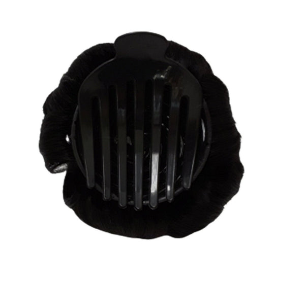 Hair Bun Synthetic Natural Curly Chignon Hairpieces Updo Clip in/on Plastic Comb  1B Black