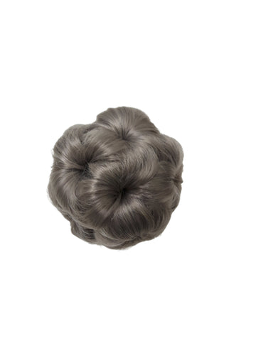 Hair Bun Synthetic Natural Curly Chignon Hairpieces Updo Clip in/on Plastic Comb  Grey