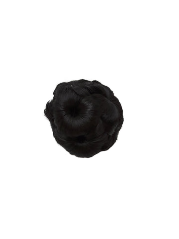 Hair Bun Synthetic Natural Curly Chignon Hairpieces Updo Clip in/on Plastic Comb  1B Black