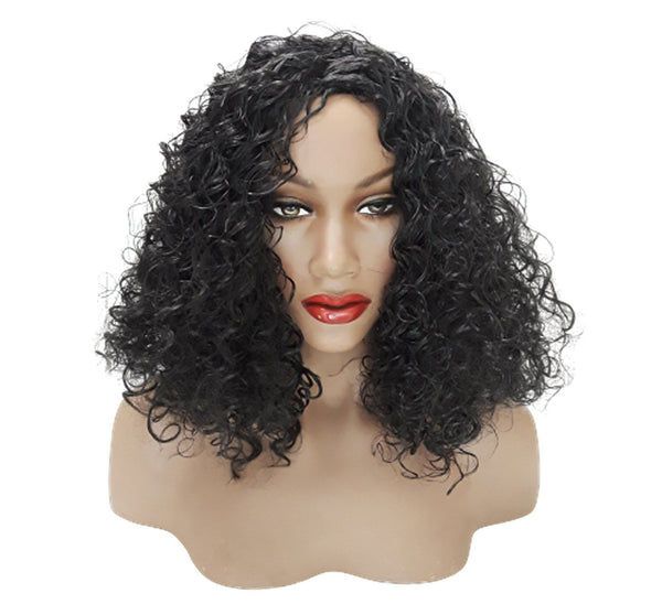 Black Synthetic Wavy Curly Bob Wig,  Natural Look Realistic Black Wig for Women, Beauty Luxury Wigs for Everyday Hair Accessories Active