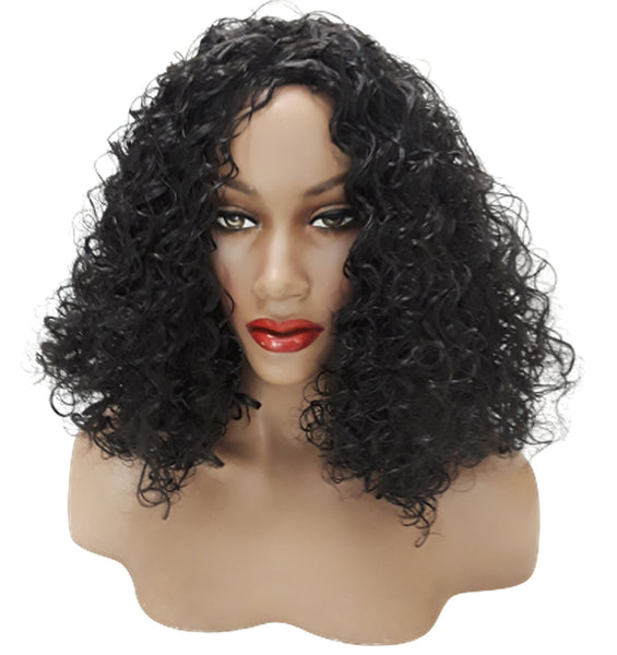 Black Synthetic Wavy Curly Bob Wig,  Natural Look Realistic Black Wig for Women, Beauty Luxury Wigs for Everyday Hair Accessories Active