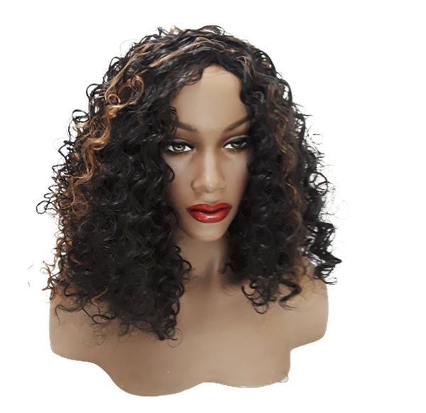 Black & Copper  Synthetic Wavy Curly Bob Wig, Natural Look Realistic Black Wig for Women, Beauty Luxury Wigs for Everyday Hair Accessories