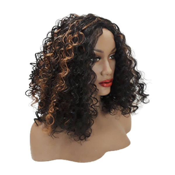 Black & Copper  Synthetic Wavy Curly Bob Wig, Natural Look Realistic Black Wig for Women, Beauty Luxury Wigs for Everyday Hair Accessories