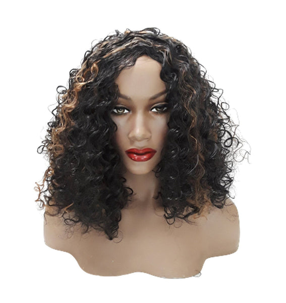 Black & Copper  Synthetic Wavy Curly Bob Wig, Natural Look Realistic Black Wig for Women, Beauty Luxury Wigs for Everyday Hair Accessories