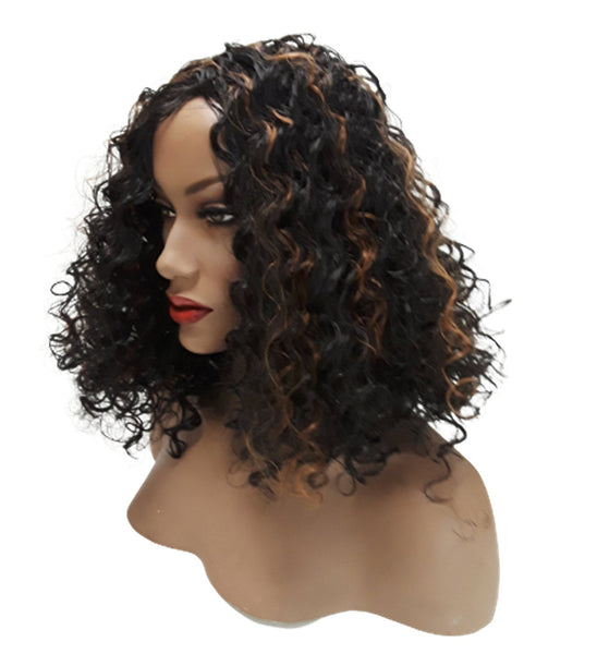 Black & Copper  Synthetic Wavy Curly Bob Wig, Natural Look Realistic Black Wig for Women, Beauty Luxury Wigs for Everyday Hair Accessories