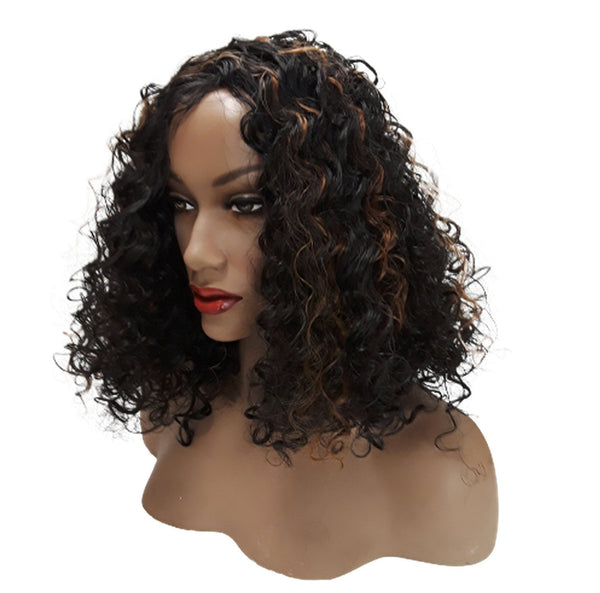 Black & Copper  Synthetic Wavy Curly Bob Wig, Natural Look Realistic Black Wig for Women, Beauty Luxury Wigs for Everyday Hair Accessories