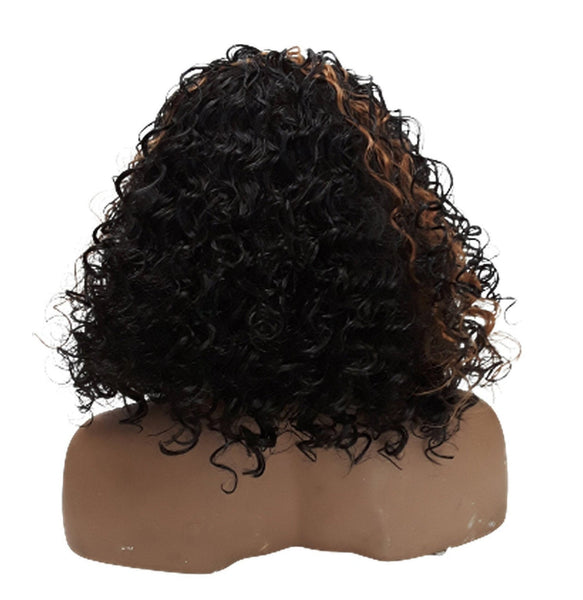 Black & Copper  Synthetic Wavy Curly Bob Wig, Natural Look Realistic Black Wig for Women, Beauty Luxury Wigs for Everyday Hair Accessories