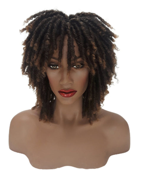 Warm Brown Short Dreadlock Wig Twist Wigs for Black Women Short Curly Synthetic Wigs