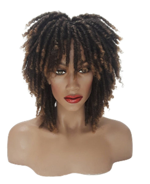 Warm Brown Short Dreadlock Wig Twist Wigs for Black Women Short Curly Synthetic Wigs