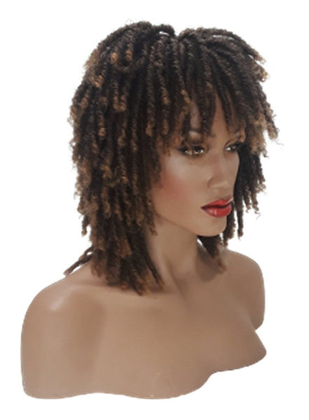 Warm Brown Short Dreadlock Wig Twist Wigs for Black Women Short Curly Synthetic Wigs