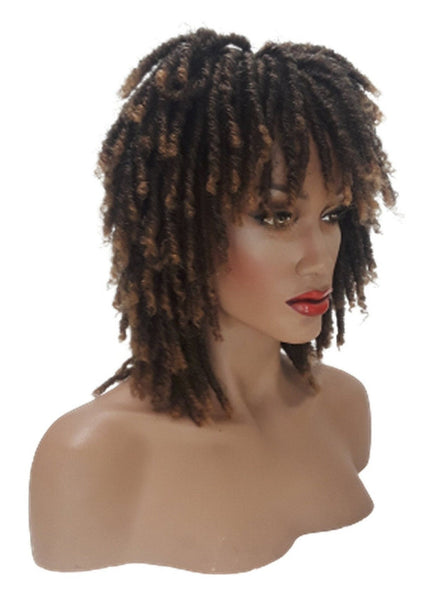 Warm Brown Short Dreadlock Wig Twist Wigs for Black Women Short Curly Synthetic Wigs