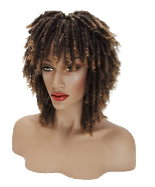 Warm Brown Short Dreadlock Wig Twist Wigs for Black Women Short Curly Synthetic Wigs