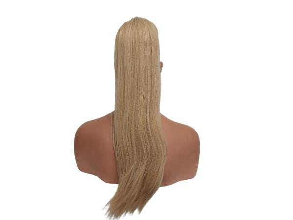 22 inch Platinum and Golden Blonde Mix Straight Drawstring Ponytail Extension