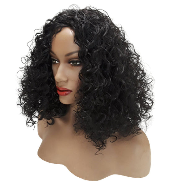 Black Synthetic Wavy Curly Bob Wig,  Natural Look Realistic Black Wig for Women, Beauty Luxury Wigs for Everyday Hair Accessories Active