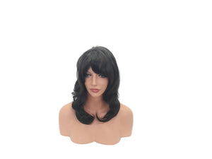 Long Layered Black Brown wig with bangs